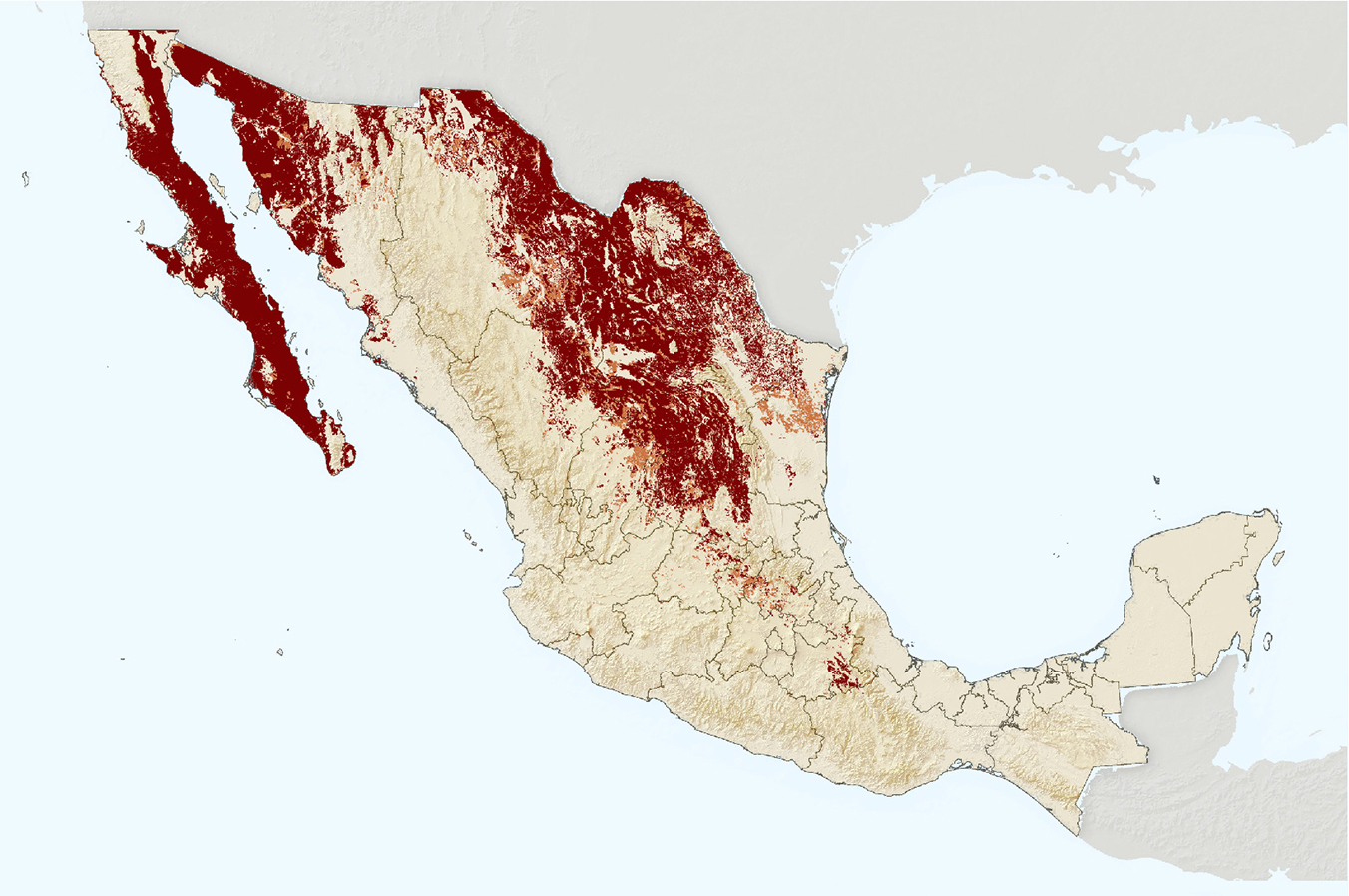 Mapa de matorrales en México