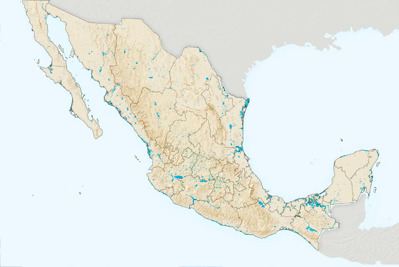 Mapa de ríos y lagos de México
